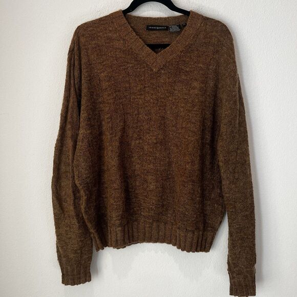 Vtg Jhane Barnes Mens Mohair Wool Blend Relaxed Pullover Brown Sweater Sz L - Picture 1 of 5